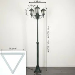Luminaires Rustiques-hofstein Réverbère Loria Vert, Noir, 3 lumières