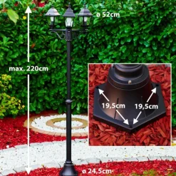 Luminaires Rustiques-hofstein Réverbère Murto Noir, 3 lumières