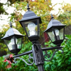 Luminaires Rustiques-hofstein Réverbère Murto Noir, 3 lumières