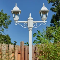 Luminaires Rustiques-hofstein Réverbère Naofe Blanc, 2 lumières