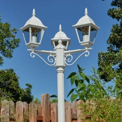 Luminaires Rustiques-hofstein Réverbère Naofe Blanc, 3 lumières