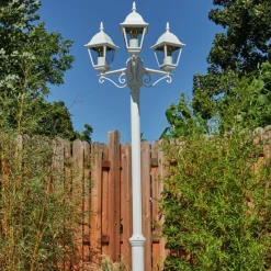 Luminaires Rustiques-hofstein Réverbère Naofe Blanc, 3 lumières