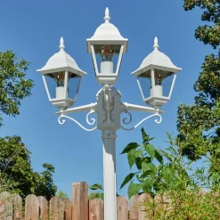 Luminaires Rustiques-hofstein Réverbère Naofe Blanc, 3 lumières