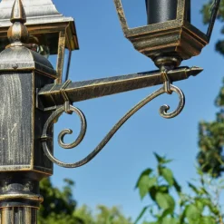 Luminaires Rustiques-hofstein Réverbère Naofe Brun, Or, Noir, 3 lumières