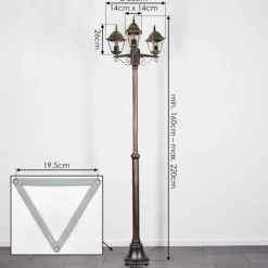 Luminaires Rustiques-hofstein Réverbère Naofe Brun, Or, Noir, 3 lumières