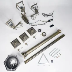 Luminaires Rustiques-hofstein Réverbère Naofe Brun, Or, Noir, 3 lumières