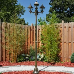 Luminaires Rustiques-hofstein Réverbère Naofe Brun, Or, Noir, 3 lumières