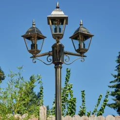 Luminaires Rustiques-hofstein Réverbère Naofe Brun, Or, Noir, 3 lumières