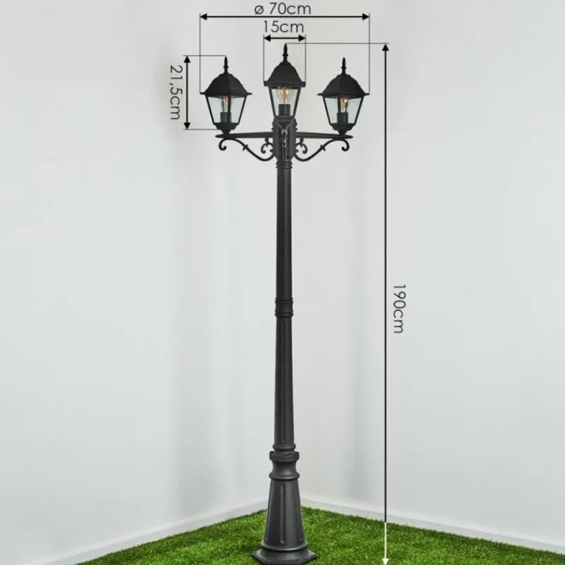 Luminaires Rustiques-hofstein Réverbère Naofe Noir, 3 lumières
