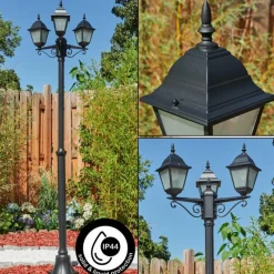 hofstein Réverbère Naofe Noir, 3 lumières