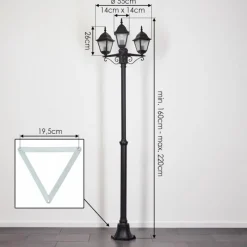 hofstein Réverbère Naofe Noir, 3 lumières