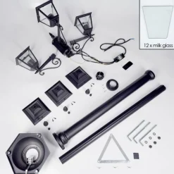 hofstein Réverbère Naofe Noir, 3 lumières