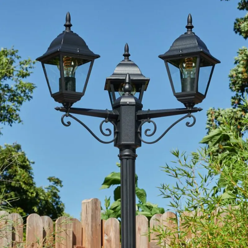 Luminaires Rustiques-hofstein Réverbère Naofe Noir, 3 lumières