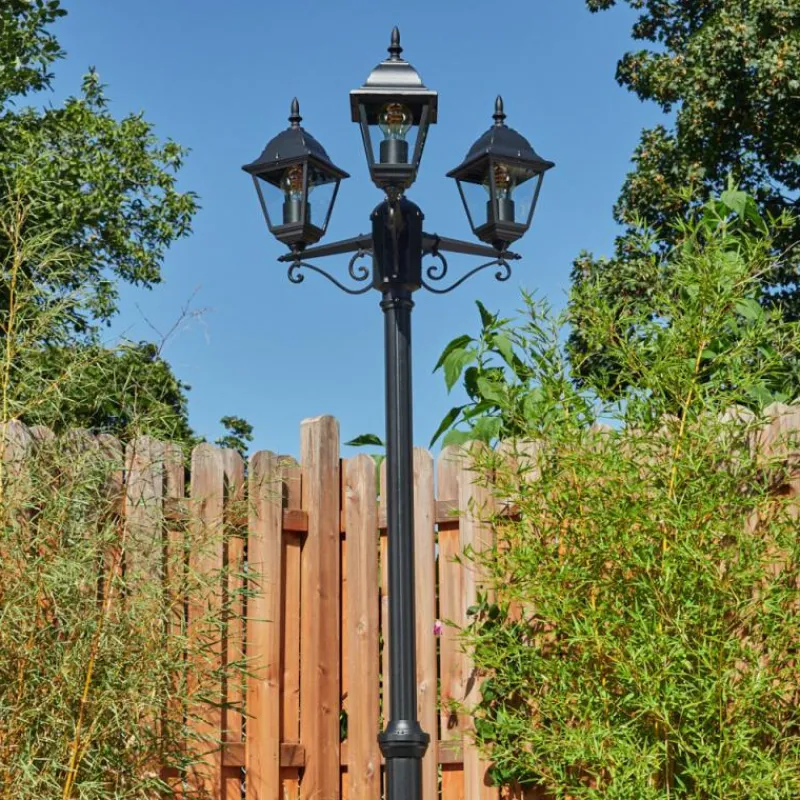 Luminaires Rustiques-hofstein Réverbère Naofe Noir, 3 lumières