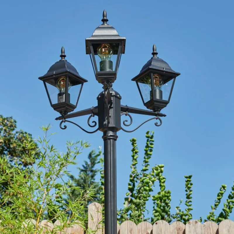 Luminaires Rustiques-hofstein Réverbère Naofe Noir, 3 lumières