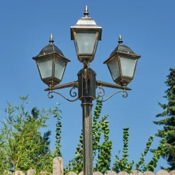 Lampes Dorées-hofstein Réverbère Naofe Or, Noir, 3 lumières