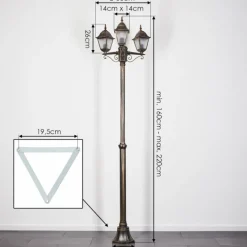 Lampes Dorées-hofstein Réverbère Naofe Or, Noir, 3 lumières