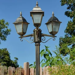 Lampes Dorées-hofstein Réverbère Naofe Or, Noir, 3 lumières