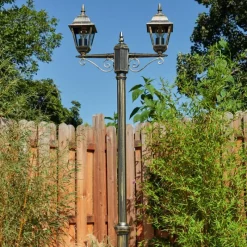 Luminaires Rustiques-hofstein Réverbère Naofe Or, Noir, 2 lumières