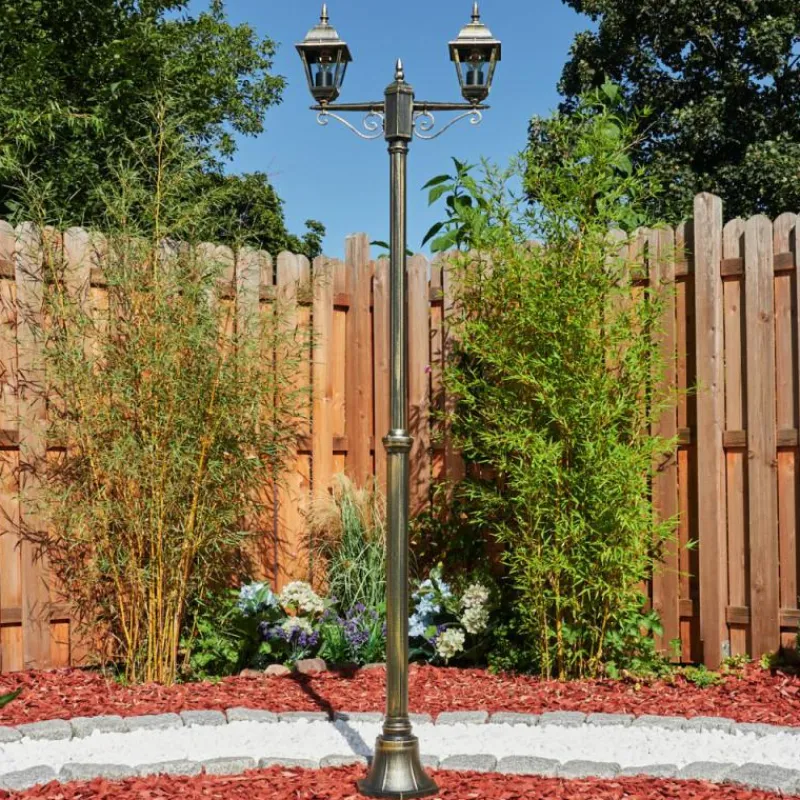 Luminaires Rustiques-hofstein Réverbère Naofe Or, Noir, 2 lumières