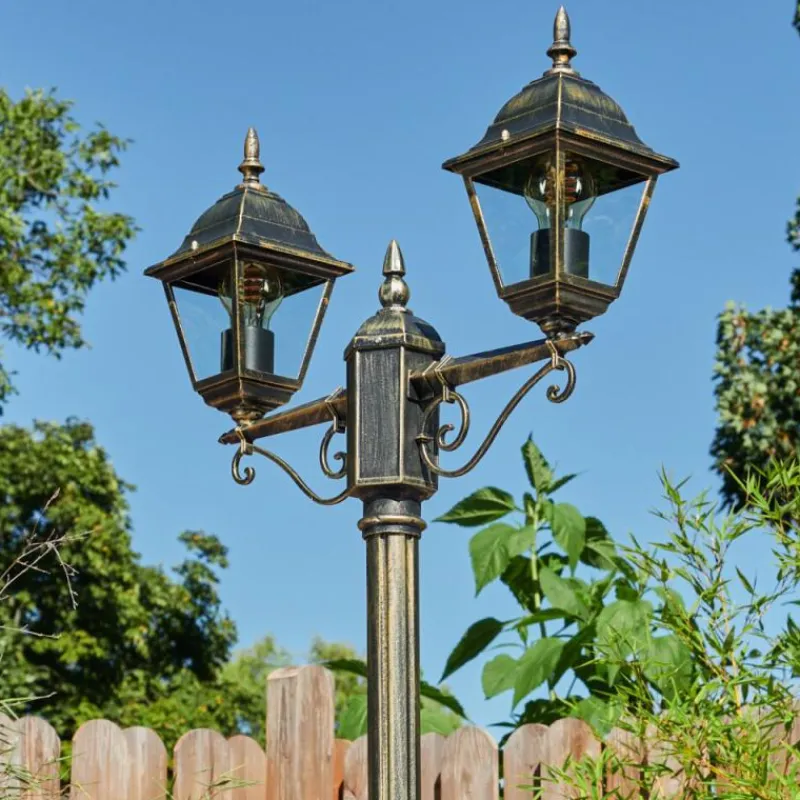 Luminaires Rustiques-hofstein Réverbère Naofe Or, Noir, 2 lumières