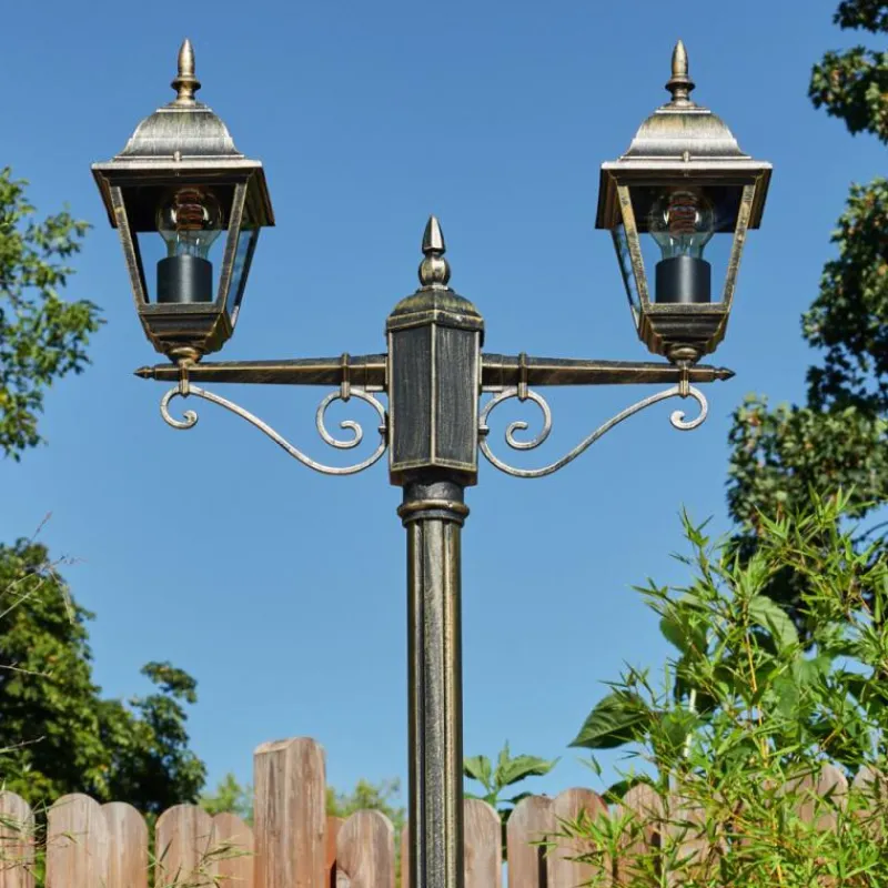 Luminaires Rustiques-hofstein Réverbère Naofe Or, Noir, 2 lumières