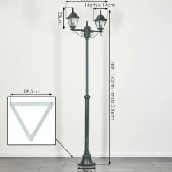 hofstein Réverbère Naofe Vert, Noir, 2 lumières