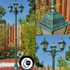 hofstein Réverbère Naofe Vert, Noir, 3 lumières