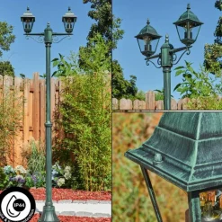 Luminaires Rustiques-hofstein Réverbère Naofe Vert, Noir, 2 lumières