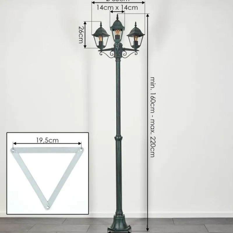 Luminaires Rustiques-hofstein Réverbère Naofe Vert, Noir, 3 lumières