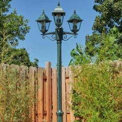 Luminaires Rustiques-hofstein Réverbère Naofe Vert, Noir, 3 lumières