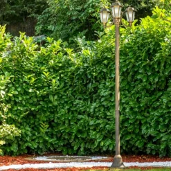 Luminaires Rustiques-hofstein Réverbère NATAL FROST Noir doré, 3 lumières