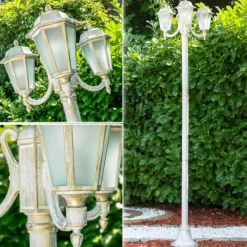 Luminaires Rustiques-hofstein Réverbère NATAL FROST Or, Blanc, 3 lumières