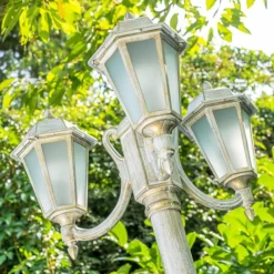 Luminaires Rustiques-hofstein Réverbère NATAL FROST Or, Blanc, 3 lumières