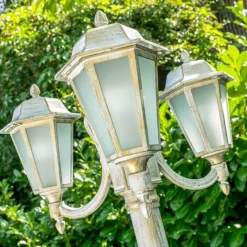 Luminaires Rustiques-hofstein Réverbère NATAL FROST Or, Blanc, 3 lumières