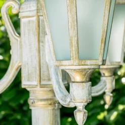 Luminaires Rustiques-hofstein Réverbère NATAL FROST Or, Blanc, 3 lumières