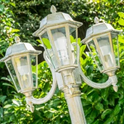 Luminaires Rustiques-hofstein Réverbère NATAL Or, Blanc, 3 lumières