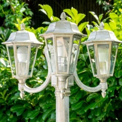 Luminaires Rustiques-hofstein Réverbère NATAL Or, Blanc, 3 lumières