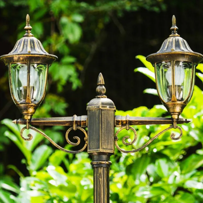 Luminaires Rustiques-hofstein Réverbère Ribadeo Noir doré, 2 lumières