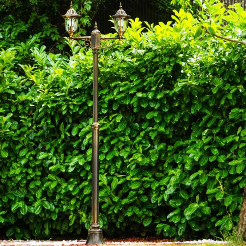 Luminaires Rustiques-hofstein Réverbère Ribadeo Noir doré, 2 lumières