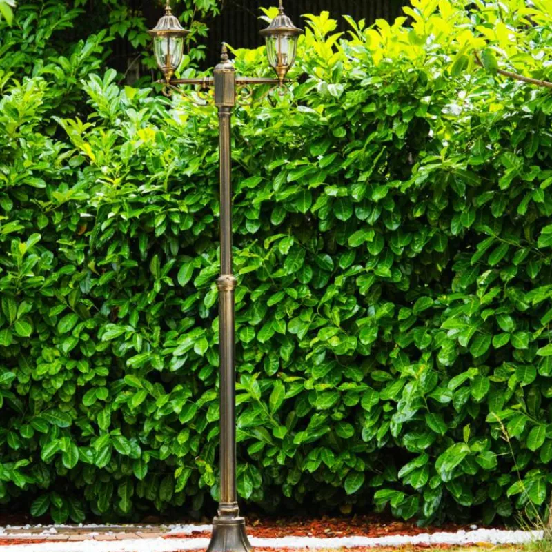 Luminaires Rustiques-hofstein Réverbère Ribadeo Noir doré, 2 lumières