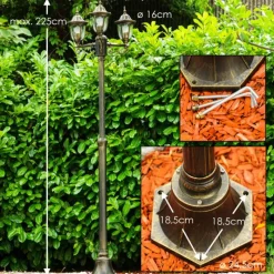 Luminaires Rustiques-hofstein Réverbère Ribadeo Noir doré, 3 lumières