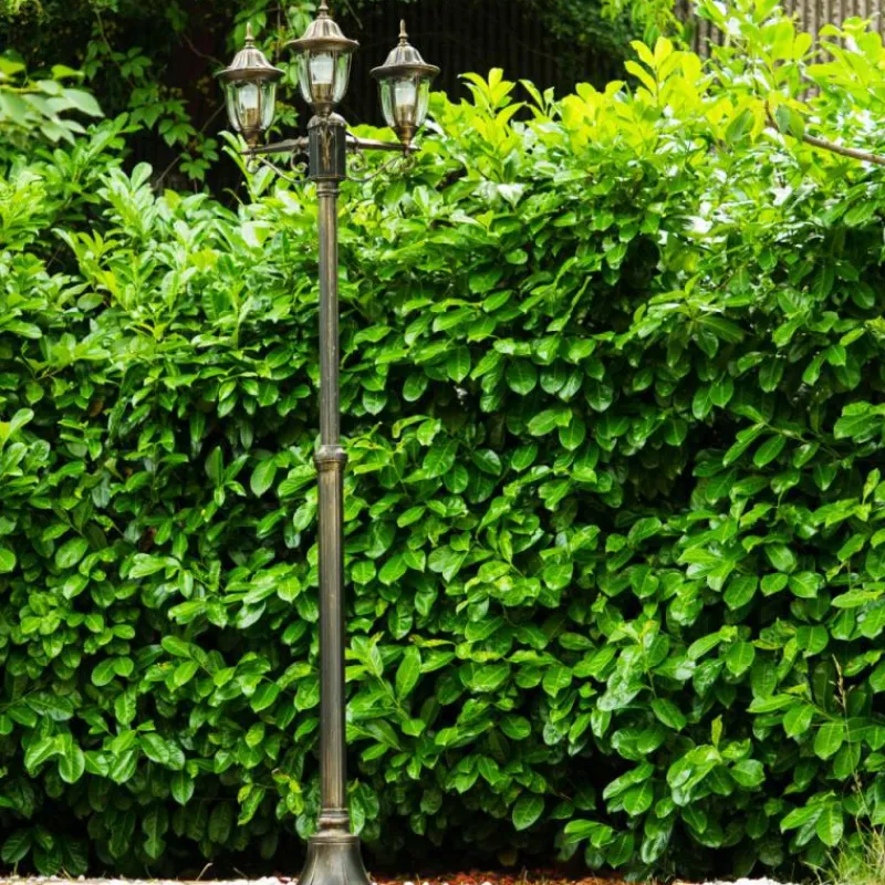 Luminaires Rustiques-hofstein Réverbère Ribadeo Noir doré, 3 lumières