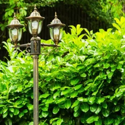 Luminaires Rustiques-hofstein Réverbère Ribadeo Noir doré, 3 lumières