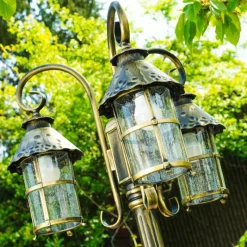 Luminaires Rustiques-hofstein Réverbère Tolep Noir doré, 3 lumières