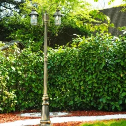 Luminaires Rustiques-hofstein Réverbère Tolep Noir doré, 2 lumières