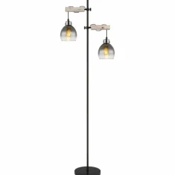 Suspension Verre Fumé-Luminaires Globo Lighting Ryan Lampadaire Écru, Noir, 2 lumières