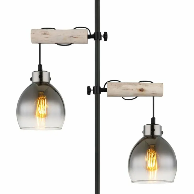 Suspension Verre Fumé-Luminaires Globo Lighting Ryan Lampadaire Écru, Noir, 2 lumières