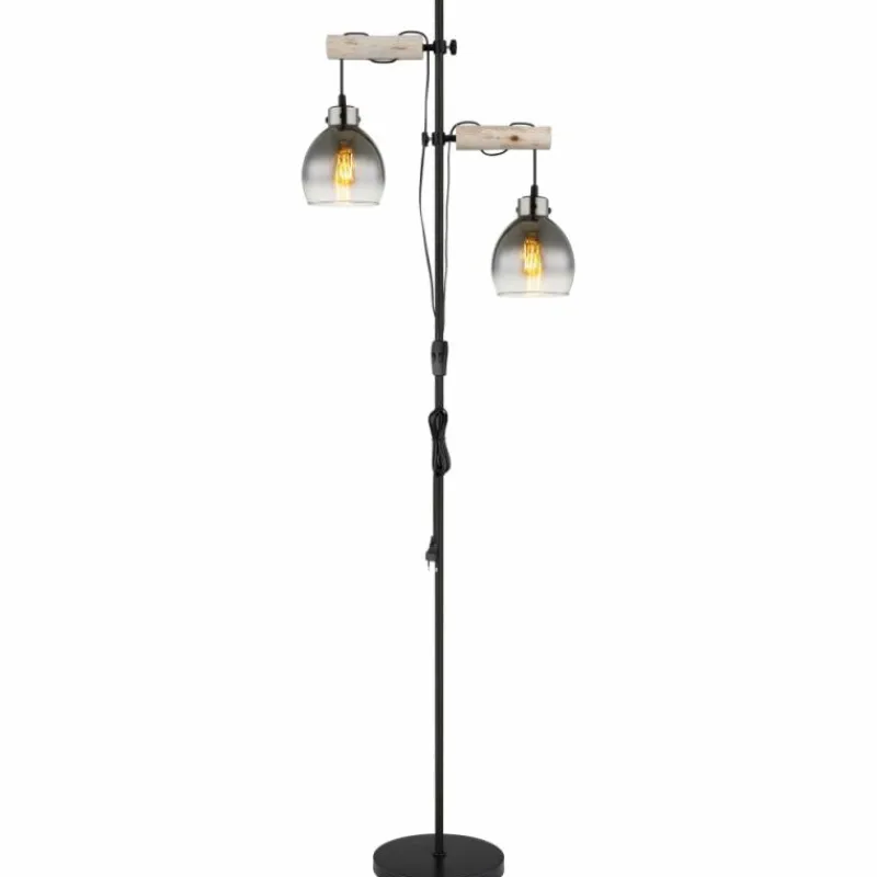 Suspension Verre Fumé-Luminaires Globo Lighting Ryan Lampadaire Écru, Noir, 2 lumières