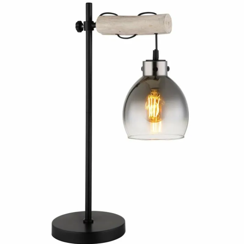 Suspension Verre Fumé-Luminaires Globo Lighting Ryan Lampe à poser Écru, Noir, 1 lumière